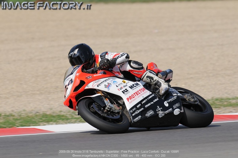 2009-09-26 Imola 3116 Tamburello - Superbike - Free Practice - Luca Conforti - Ducati 1098R.jpg